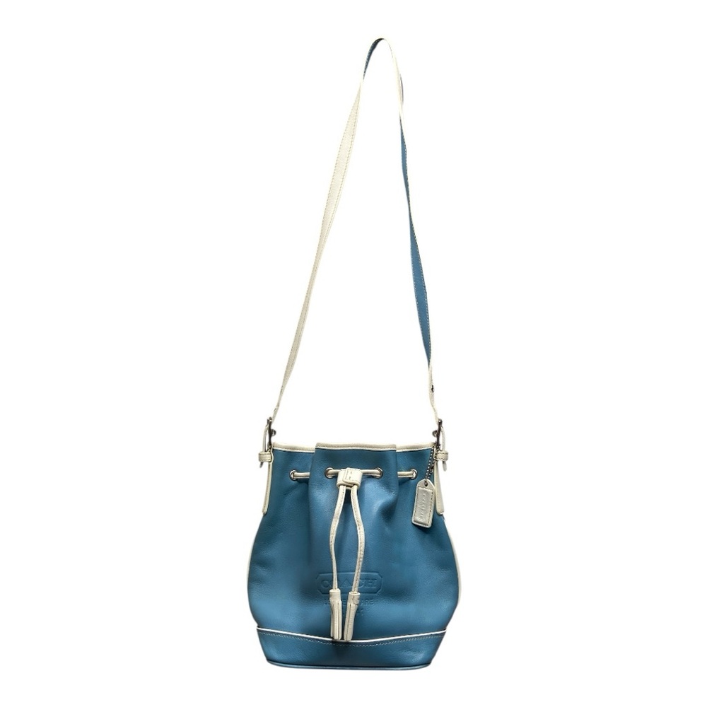 Coach 2003 Blue and White Leather Bucket Shoulder Bag - Picture 12 of 15